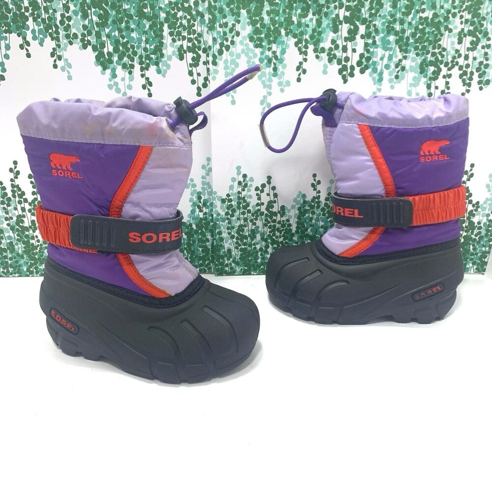 Sorel Waterproof Winter Snow Boots Purple Pink Girls Youth Size 8